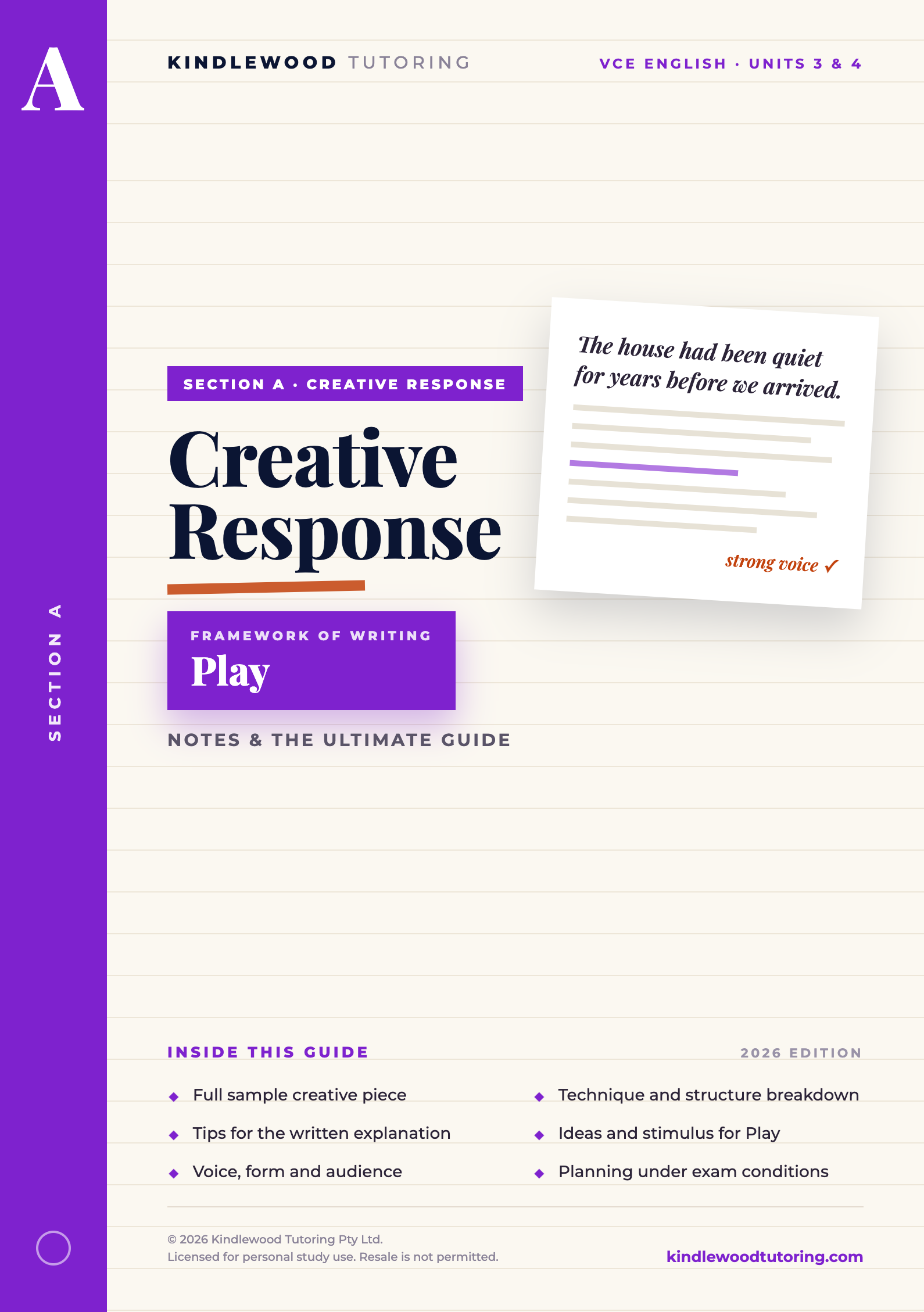 Creative Response (Play) notes cover