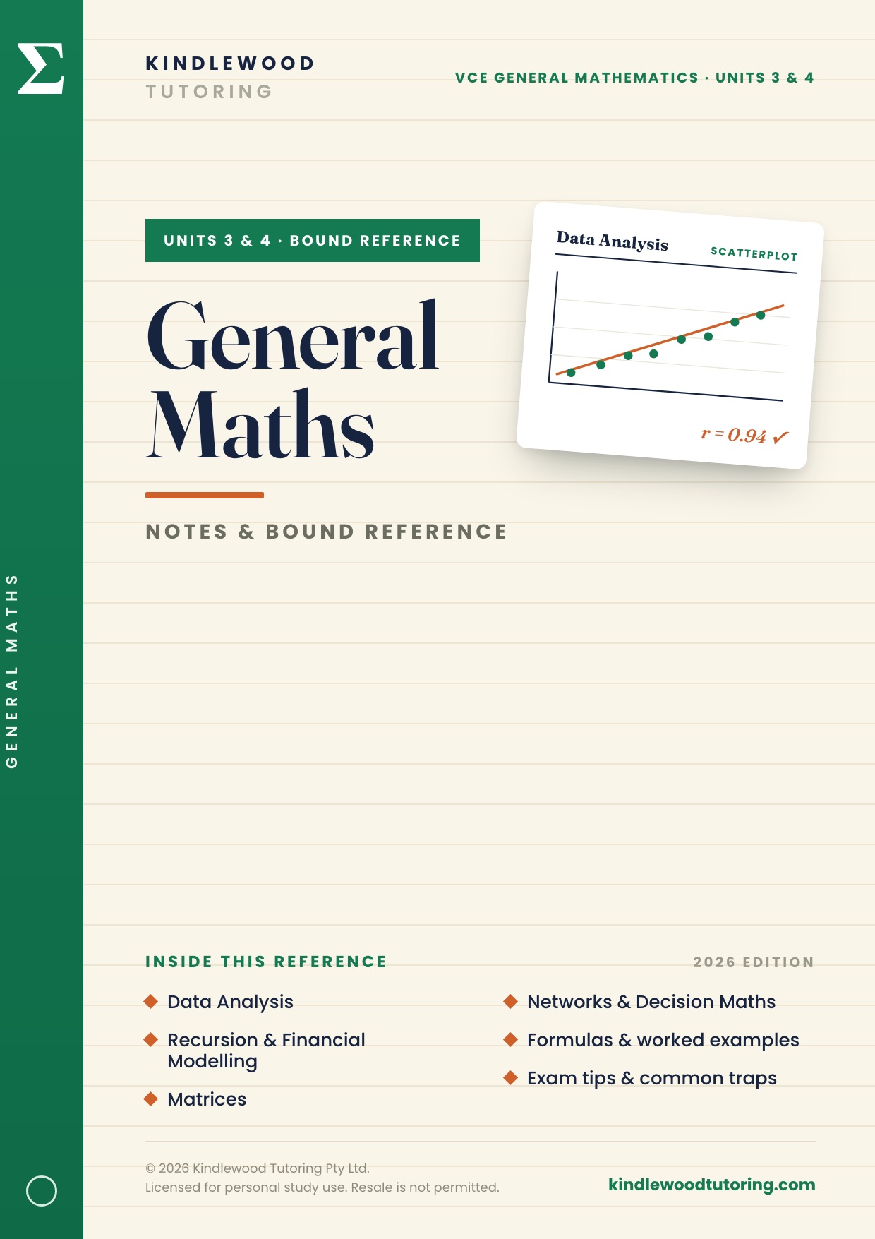 General Maths notes and bound reference cover